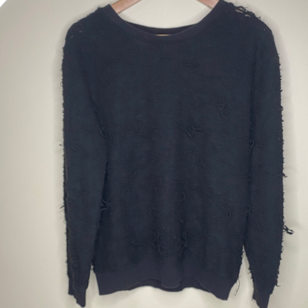 Zara Black Crewneck Distressed Sweater